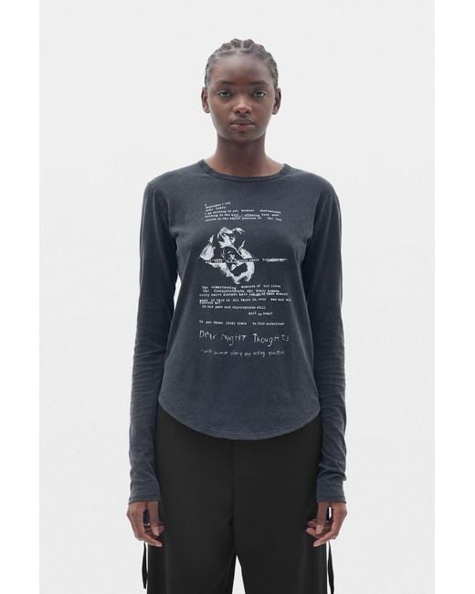 Ann Demeulemeester Blue Dot Wrinkled Cropped Long Sleeve Top