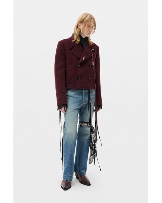 Ann Demeulemeester Red Dalmar Double-Breasted Short Caban for men