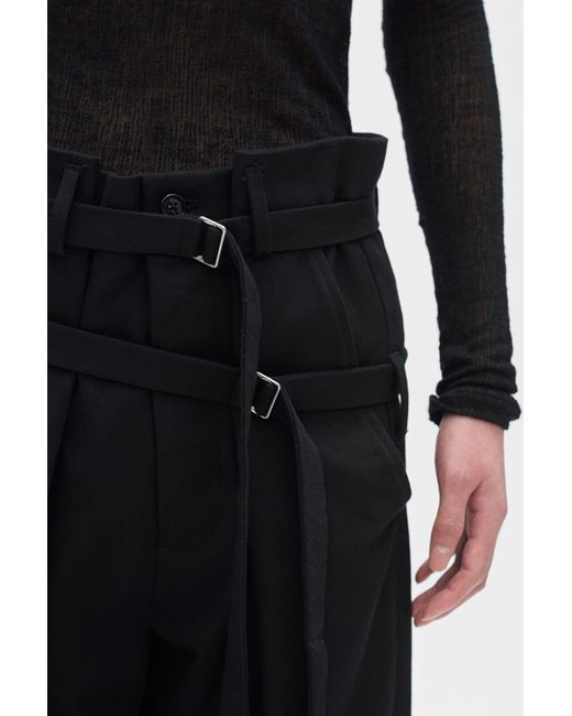Ann Demeulemeester Black Woubrecht High Comfort Double Belted Trouser for men