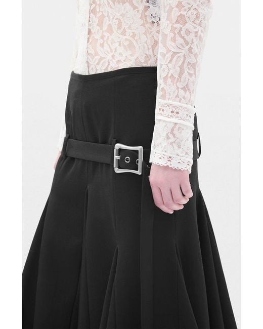 Ann Demeulemeester Black Helma Knee Length Handkerchief Skirt With Belt