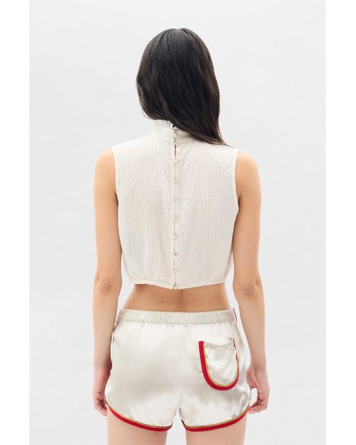 Ann Demeulemeester White Bee High Neck Cropped Top
