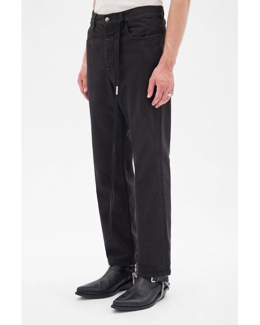 Ann Demeulemeester Black Hodur 5 Pockets Straight High Waisted Trousers for men
