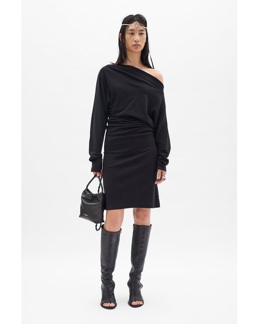 Ann Demeulemeester Black Bila Long Bias Cut Dropped Shoulder Dress