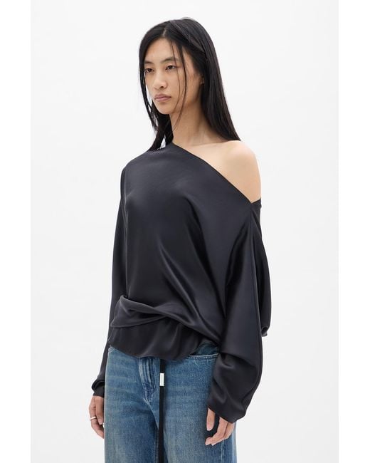 Ann Demeulemeester Black Roos Bias Cut Drop Shoulder Top