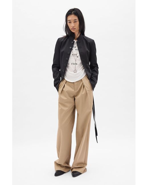 Ann Demeulemeester Brown Nouk Wide Leg Pleated Trousers