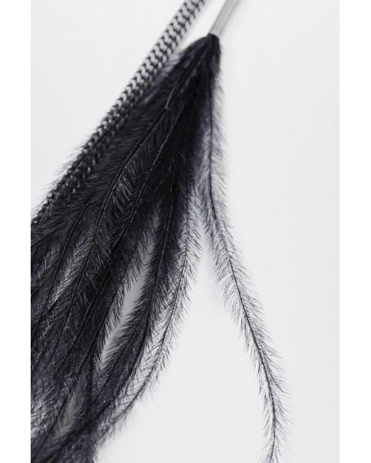 Ann Demeulemeester Blue Afsar Beaded Necklace With Feathers