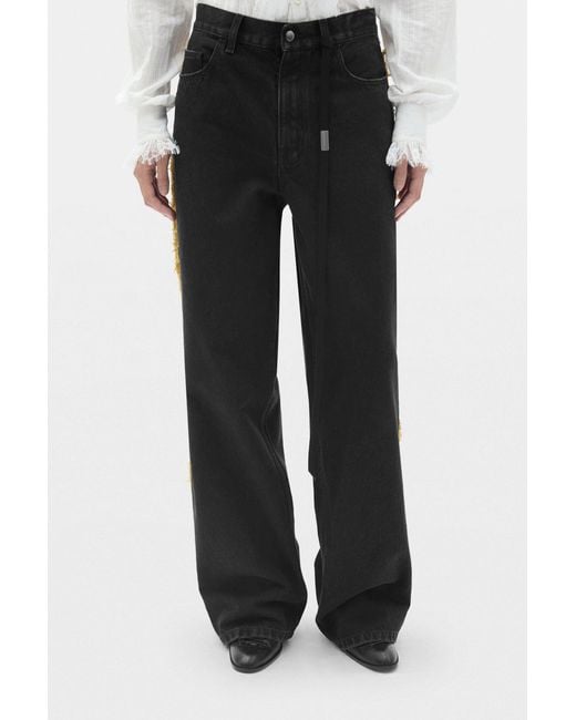 Ann Demeulemeester Black Annela 5-Pockets Straight Leg Loose Trousers With Side Bands