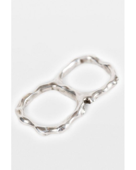 Ann Demeulemeester White Lenja Futuristic Fine Thorn Double Ring
