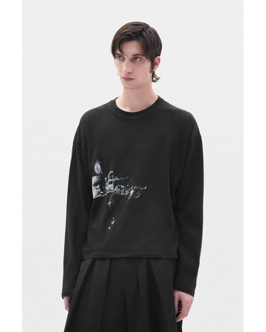 Ann Demeulemeester Black Emil Relax Fit Long Sleeve Boxy T-Shirt for men