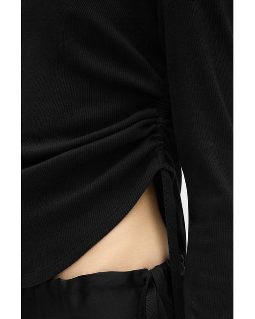 Ann Demeulemeester Black Dot Wrinkled Cropped Long Sleeves Top