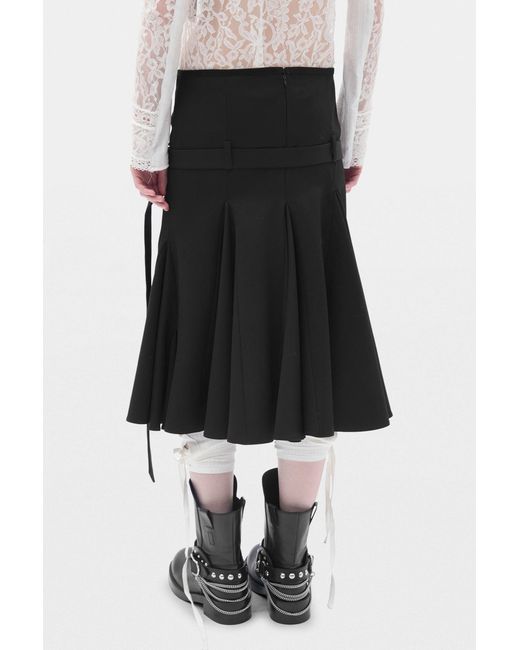 Ann Demeulemeester Black Helma Knee Length Handkerchief Skirt With Belt