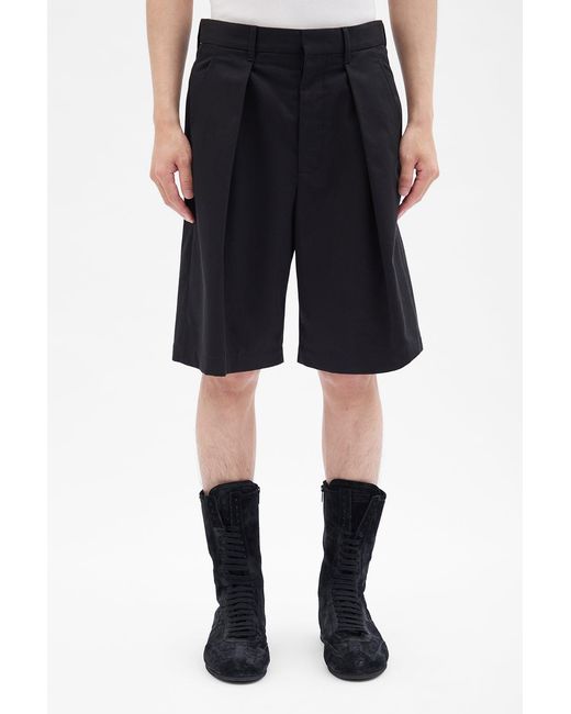 Ann Demeulemeester Black Noralft Wide Leg Pleated Shorts for men