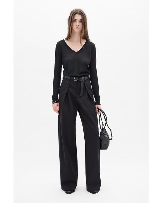Ann Demeulemeester Black Nouke Wide Leg Pleated Trousers