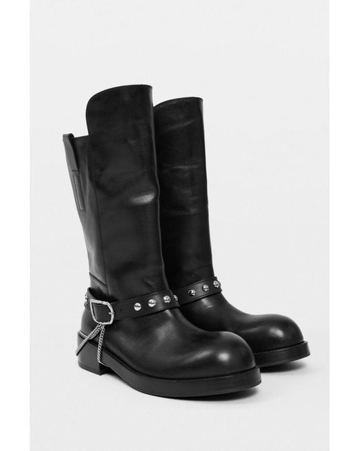 Ann Demeulemeester Black Edeed Riding Boots for men