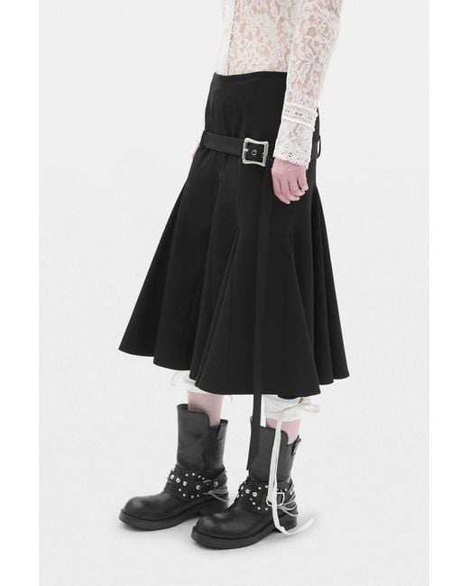 Ann Demeulemeester Black Helma Knee Length Handkerchief Skirt With Belt
