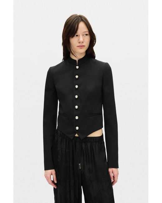 Ann Demeulemeester Black Bab Stand Collar Blouson