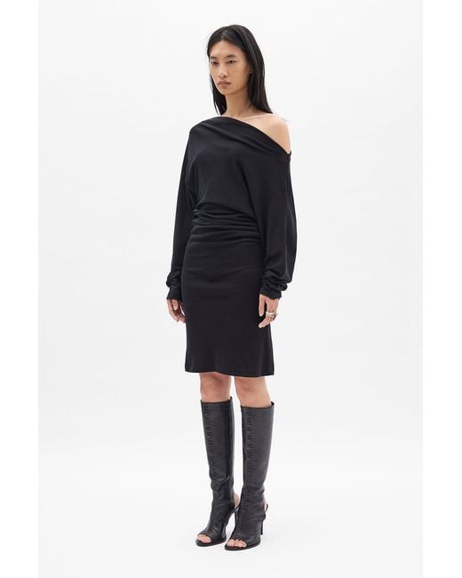 Ann Demeulemeester Black Bila Long Bias Cut Dropped Shoulder Dress