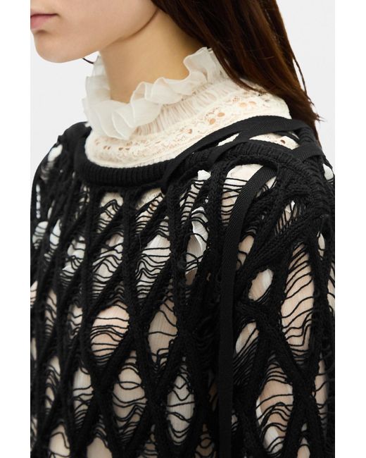 Ann Demeulemeester Black Izabel Diamond Stitch Sweater