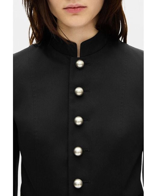 Ann Demeulemeester Black Bab Stand Collar Blouson