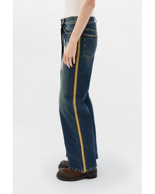 Ann Demeulemeester Blue Zana 5-Pockets Flared Cropped Trousers