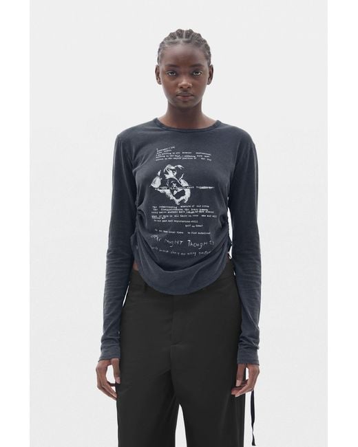 Ann Demeulemeester Blue Dot Wrinkled Cropped Long Sleeve Top