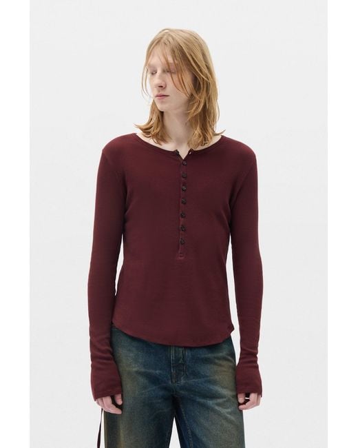 Ann Demeulemeester Red Hamar Wrinkled Serafino Top for men