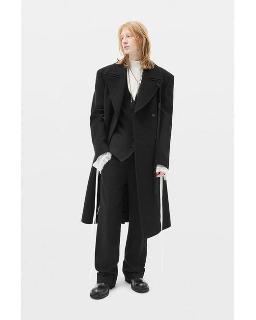 Ann Demeulemeester Black Jake High Comfort Pick Lapel Double Breasted Coat for men