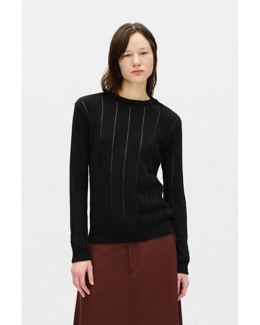 Ann Demeulemeester Black Nese Brushed Rib Open Back Sweater
