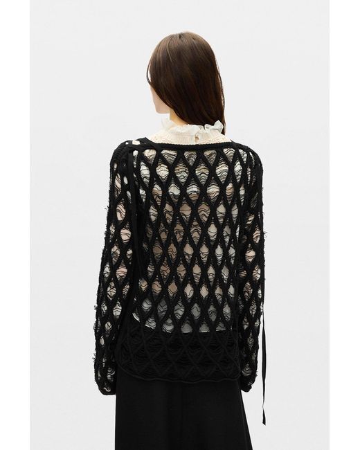 Ann Demeulemeester Black Izabel Diamond Stitch Sweater