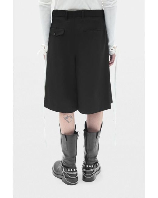 Ann Demeulemeester Black Charley Wide Leg Shorts With Front Pleats for men