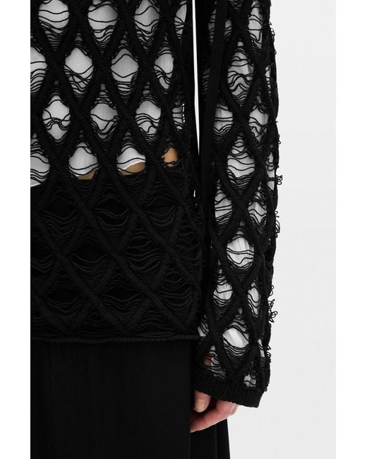 Ann Demeulemeester Black Izabel Diamond Stitch Sweater
