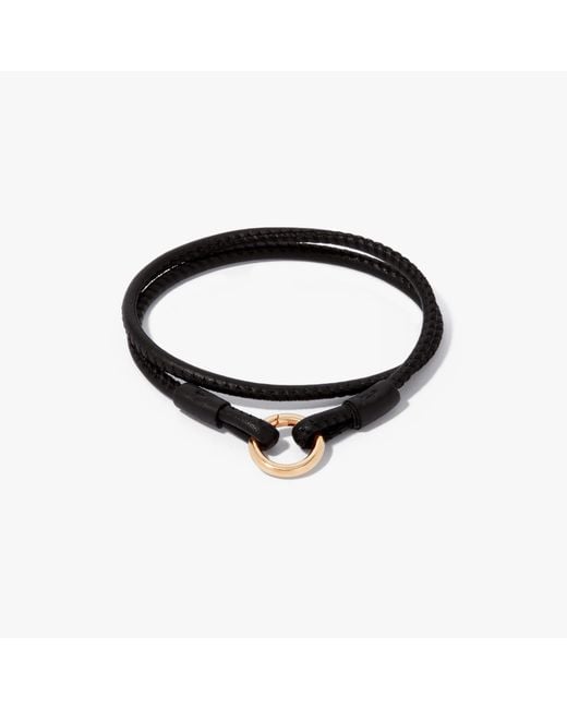 Annoushka 14ct Yellow Gold 41cms Black Leather Bracelet for men