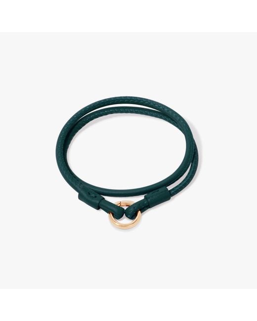 Annoushka Blue 14ct Yellow Gold 35cms Green Leather Bracelet for men