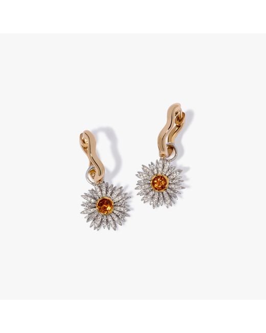 Annoushka Metallic Daisy Drop Hoop Earrings