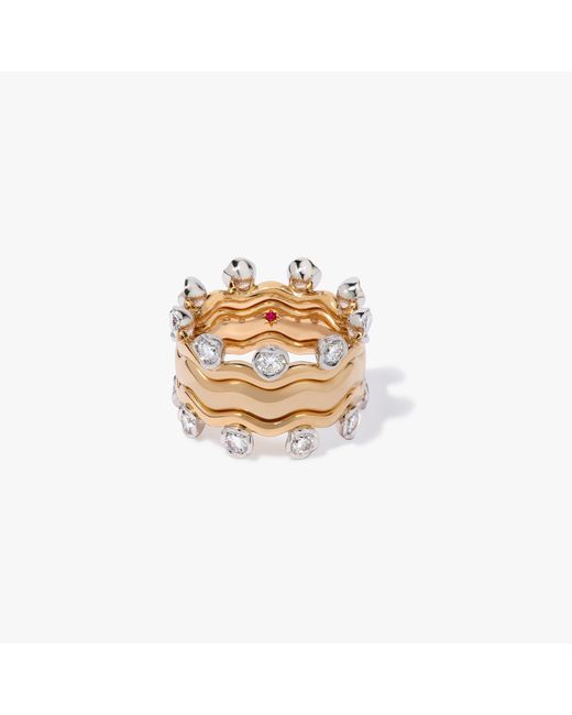 Annoushka Metallic Whoopsie Daisy Diamond & 4Mm Ring Stack
