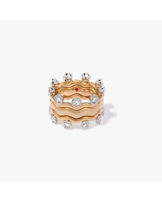 Annoushka Metallic Whoopsie Daisy Diamond & 4Mm Ring Stack