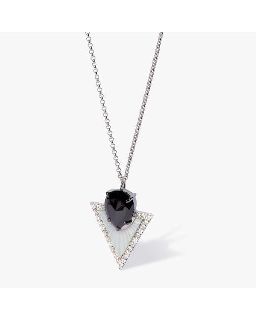 Annoushka Metallic Kite 18ct White Gold Black Diamond & Mother Of Pearl Necklace