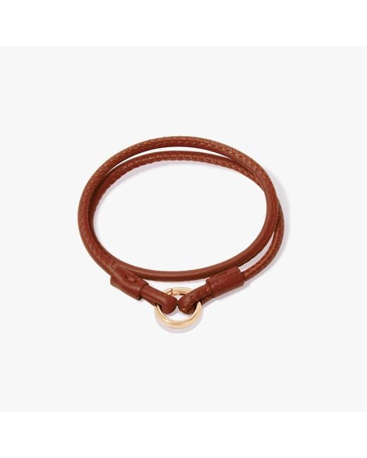 Annoushka 14ct Yellow Gold 35cms Brown Leather Bracelet for men