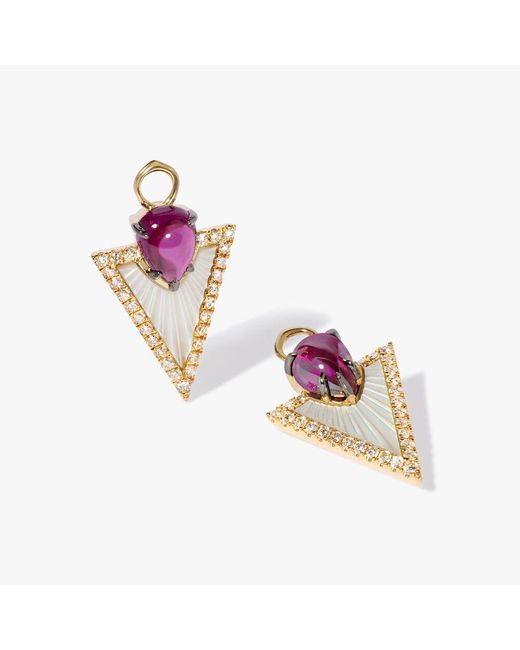 Annoushka Pink Kite 18ct Yellow Gold Garnet & Mother Of Pearl Earring Drops
