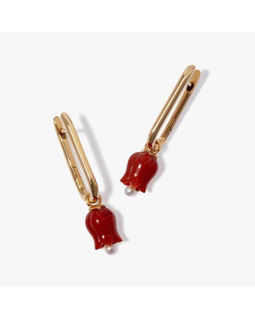 Annoushka Tulips 14ct Yellow Gold Red Agate Knuckle Earrings