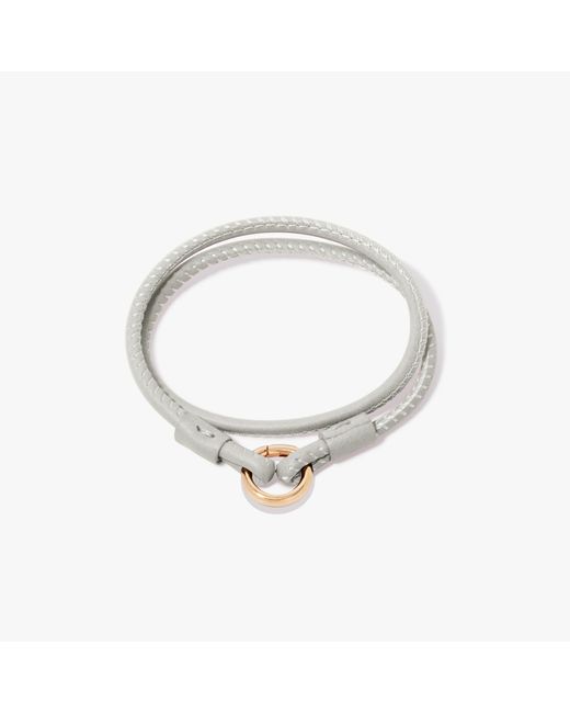 Annoushka Metallic 14ct Yellow Gold 35cms Cream Leather Bracelet for men