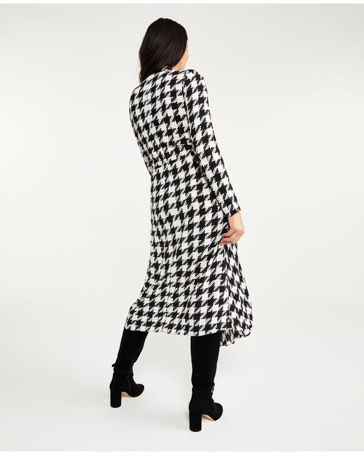 Ann Taylor Houndstooth Mock Neck Midi 