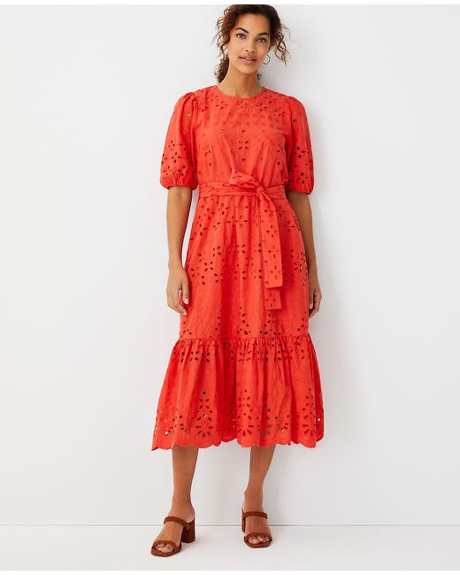 Ann Taylor Cotton Eyelet Midi Flare 