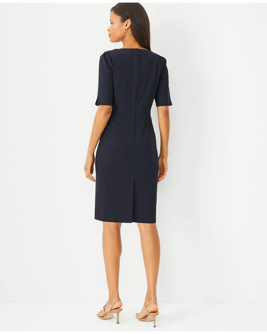 Womens Clothing Dresses Formal dresses and evening gowns Ann Taylor The Square Neck Sheath Dress In Seasonless Stretch in Blue 