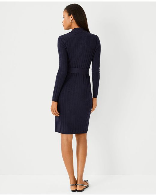 Ann Taylor Button Front Belted Sweater 