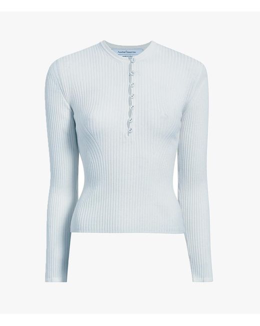 Another Tomorrow Blue Ribbed Henley