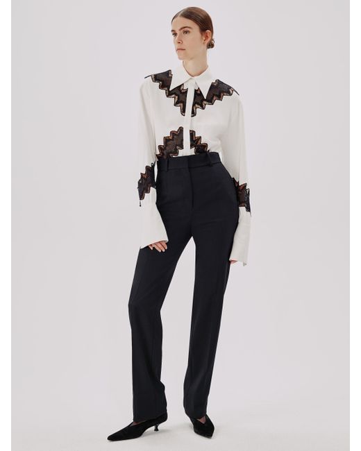 Another Tomorrow Multicolor Lace Inset Shirt