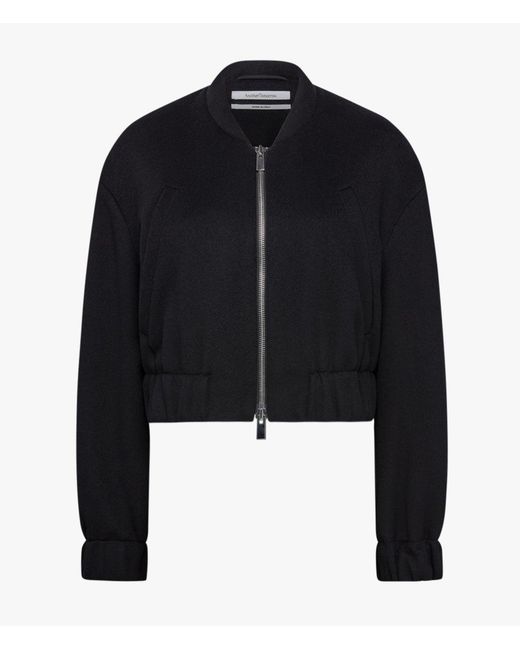 Another Tomorrow Black Wool Bomber Jacket