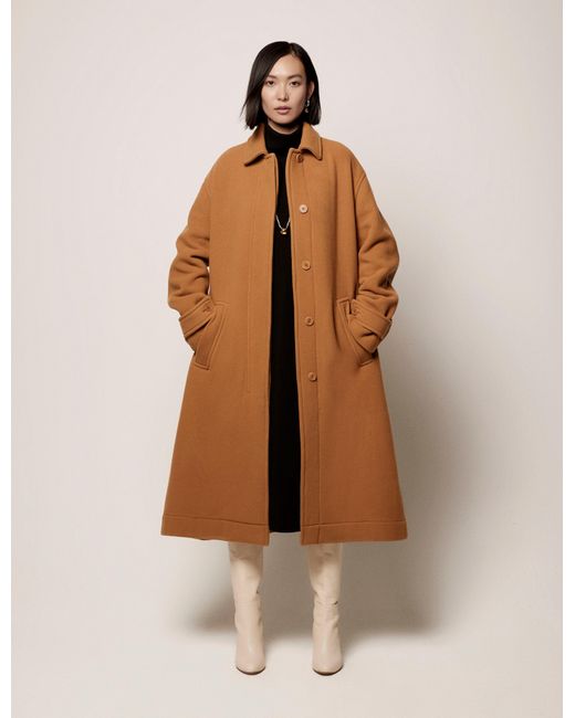 Another Tomorrow Brown Drawstring Coat