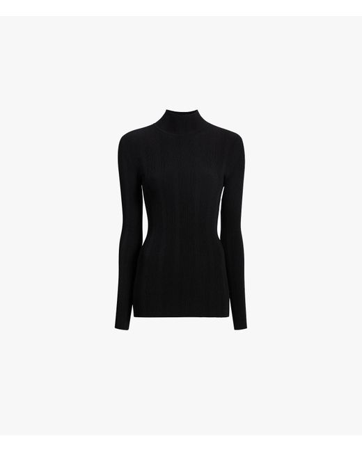 Another Tomorrow Black Variegated Rib Turtleneck